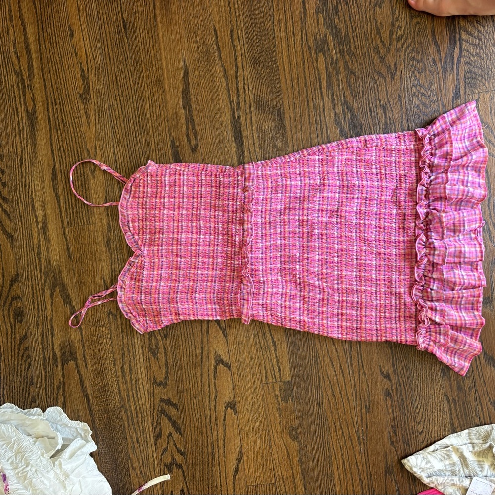Pink Ruffled Sleeveless Dress
